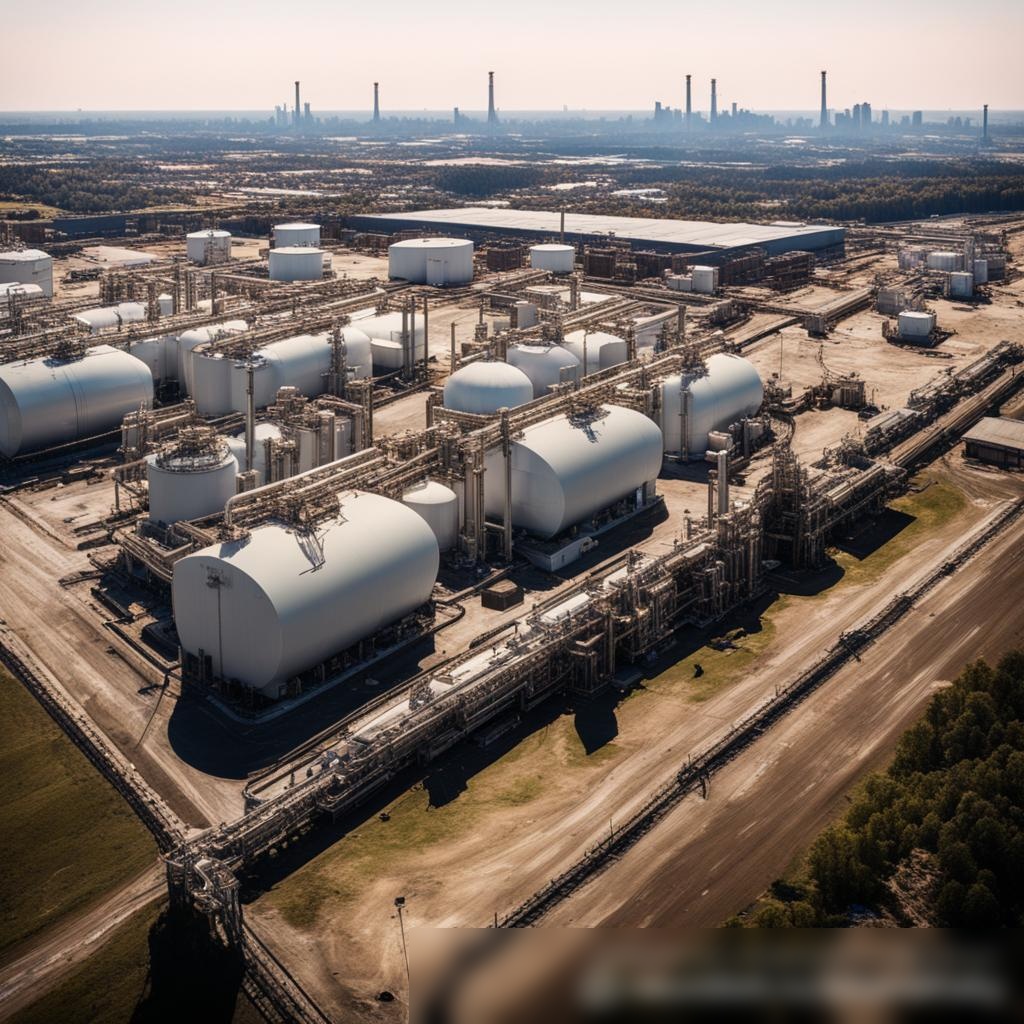 Широкоугольный воздушный вид на обширный нефтебазовый комплекс - Пример 2