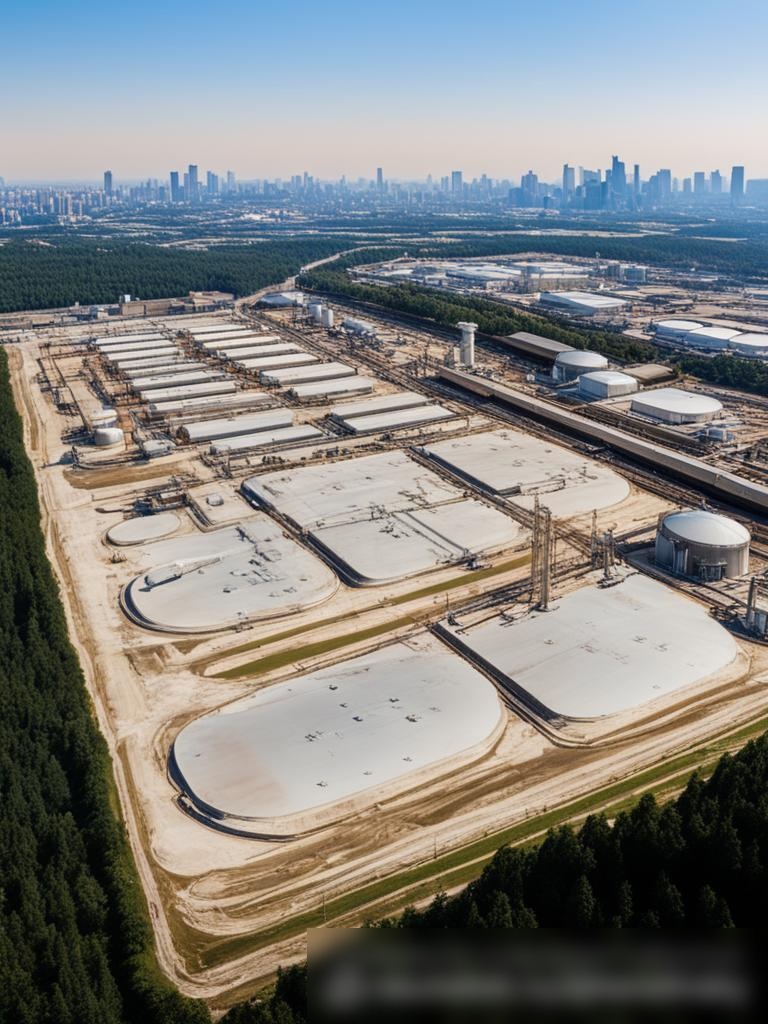 Широкоугольный воздушный вид на обширный нефтебазовый комплекс - Пример 4