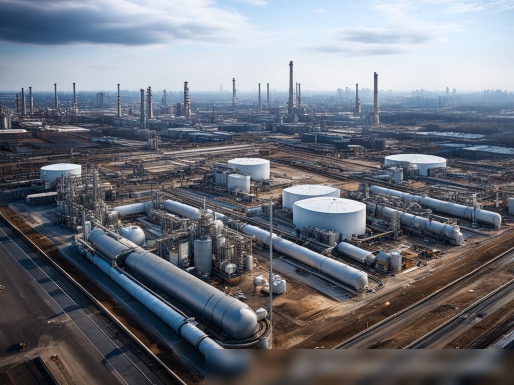 Широкоугольный воздушный вид на обширный нефтебазовый комплекс - Пример 1