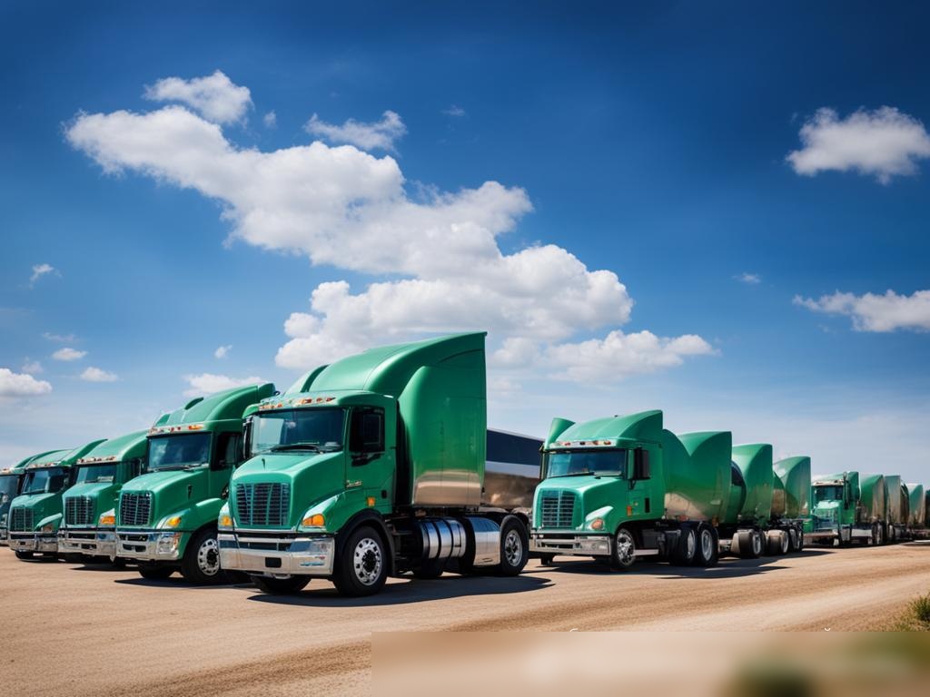 Колонна топливозаправщиков, выстроенных в очередь у распределительного центра - Пример 1