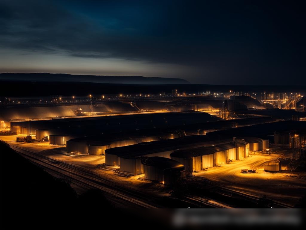 Угольный склад ночью, освещенный искусственным светом - Пример 4