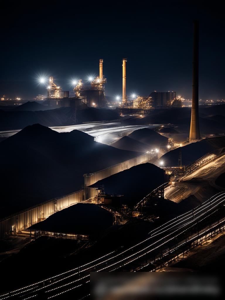 Угольный склад ночью, освещенный искусственным светом - Пример 5