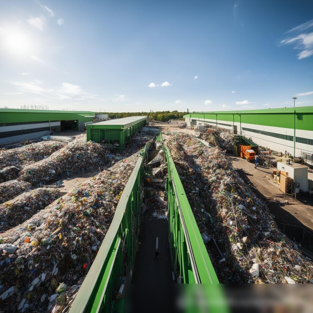 Широкоугольный снимок современного, экологичного объекта по управлению отходами - Пример 3