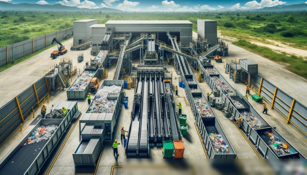 Широкоугольный снимок современного, экологичного объекта по управлению отходами - Пример 1