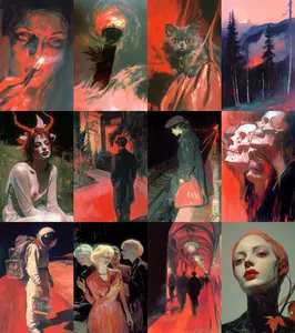 Surreal Noir with Fiery Accents - Пример 1