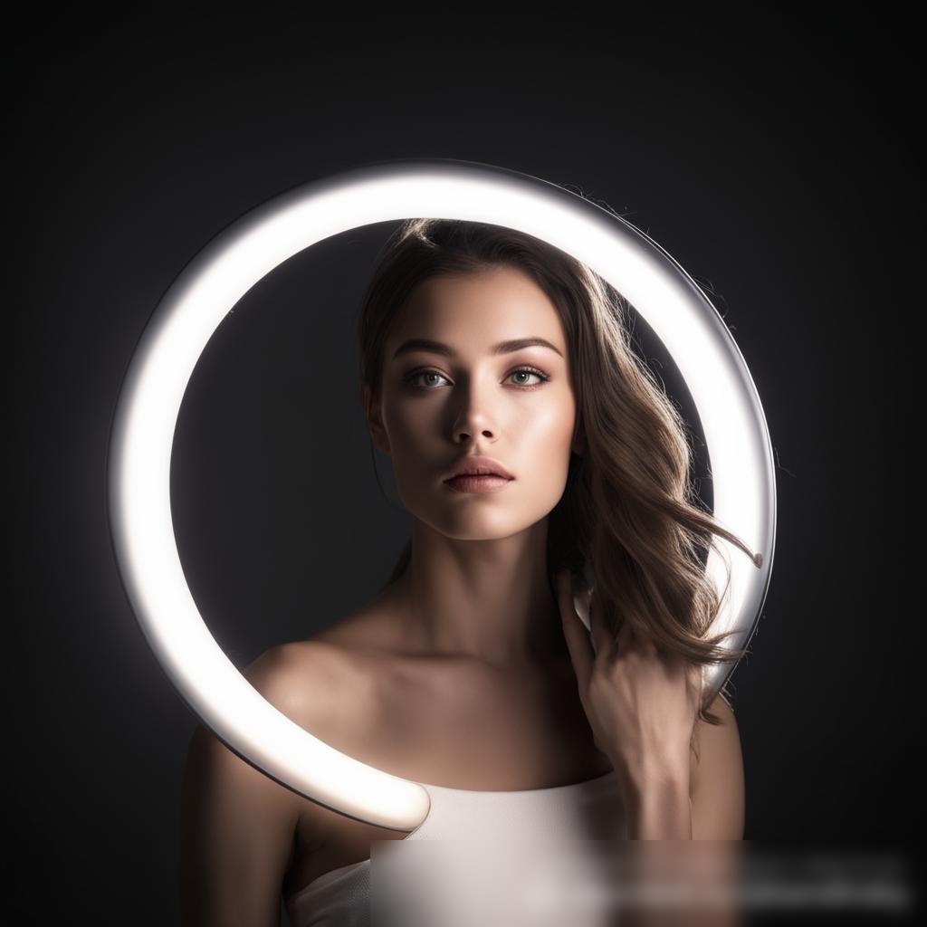 Концептуальное изображение LED-кольцевой лампы в настройках модной фотографии - Пример 3