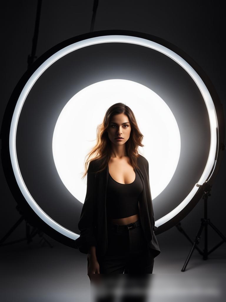 Концептуальное изображение LED-кольцевой лампы в настройках модной фотографии - Пример 5