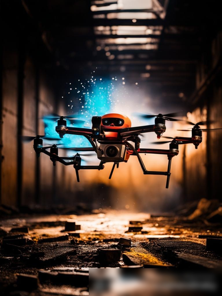 Гоночный дрон, пролетающий через препятствия на заброшенной промышленной территории - Пример 5