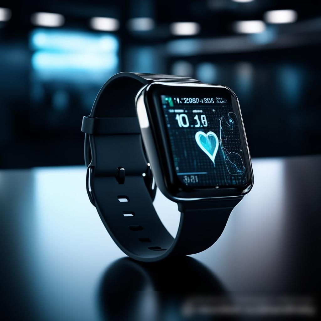 Футуристические часы с 3D-голографическим дисплеем в тёмной лаборатории - Пример 1