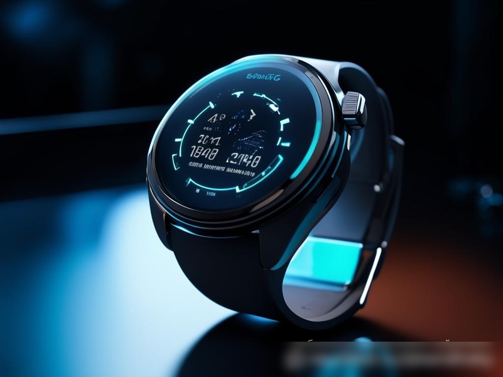 Футуристические часы с 3D-голографическим дисплеем в тёмной лаборатории - Пример 2