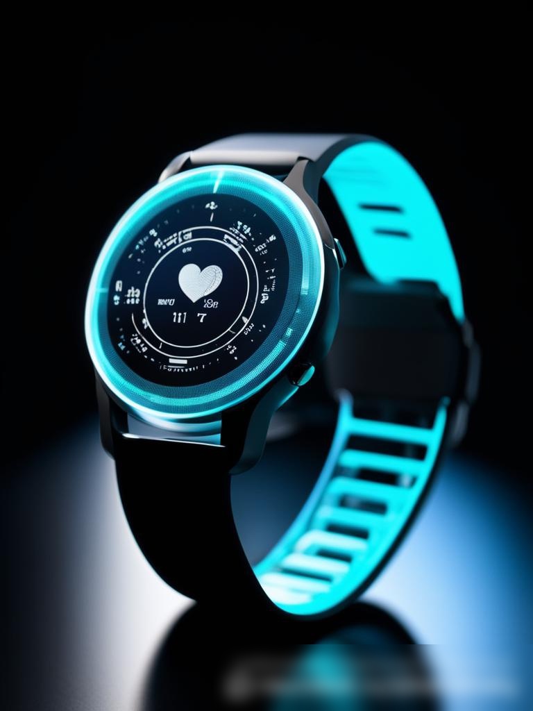 Футуристические часы с 3D-голографическим дисплеем в тёмной лаборатории - Пример 3