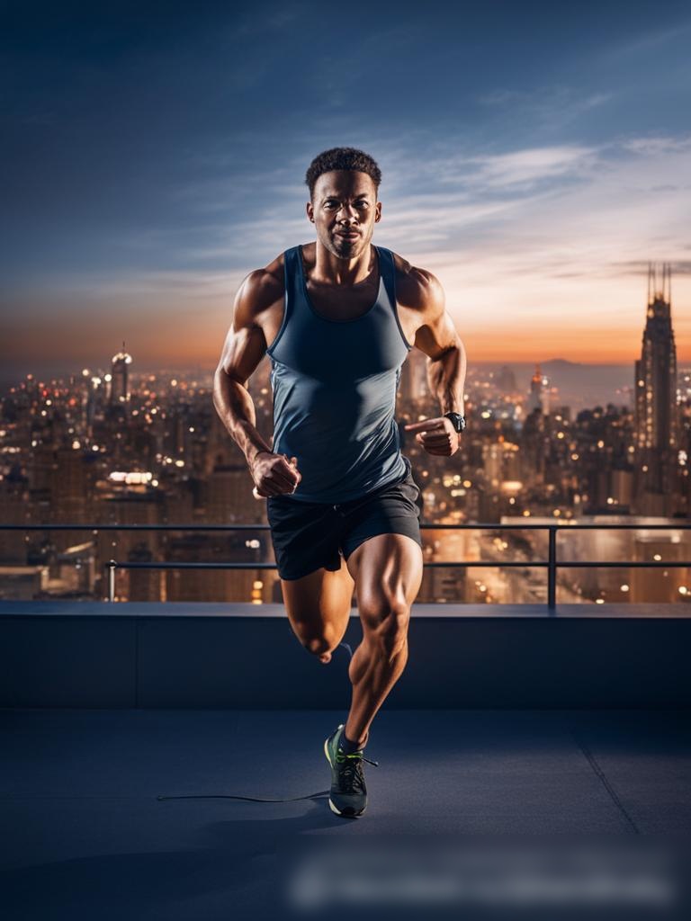 Изображение атлета, тренирующегося на крыше городского здания на закате - Пример 5