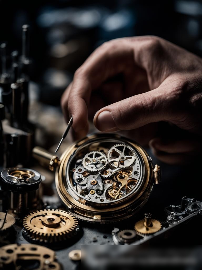 Изображение рук опытного часовщика, который аккуратно собирает высокоточные механические часы - Пример 5