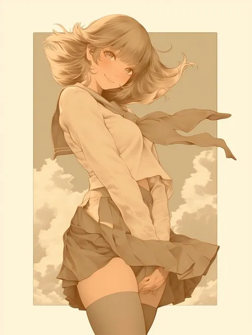 Sepia-Toned Anime Portrait - Пример 2