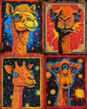 Playful Cartoon Giraffes - Пример 3