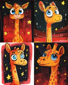Playful Cartoon Giraffes - Пример 1