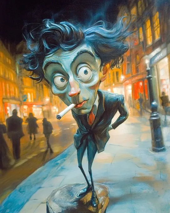 Vivid Caricature of Urban Nightlife - Пример 1