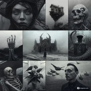 Gothic Surrealism in Monochrome - Пример 1