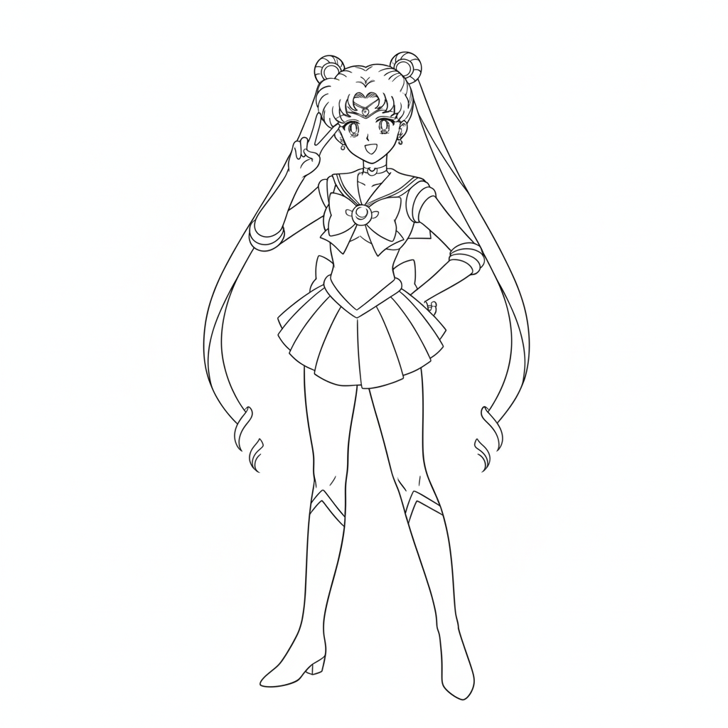 Simple Anime Character Line Sketches - Пример 2