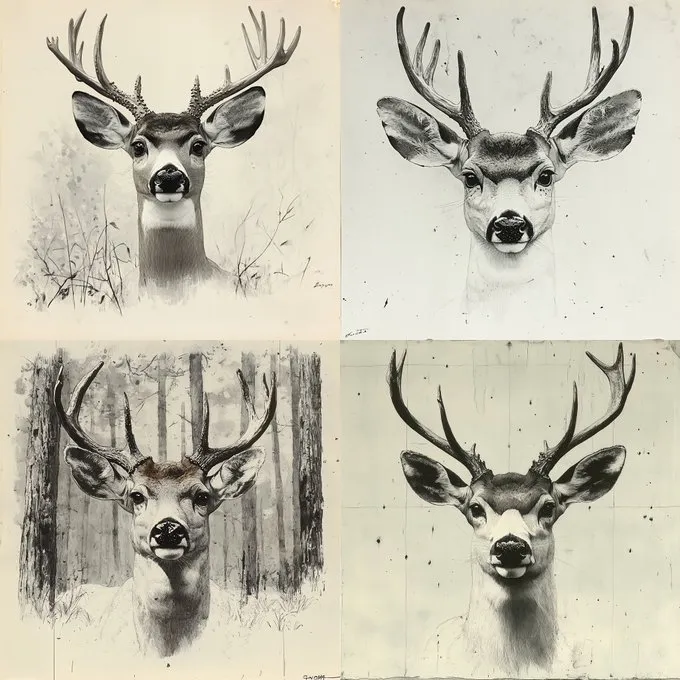 Monochrome Deer Portraits - Пример 3