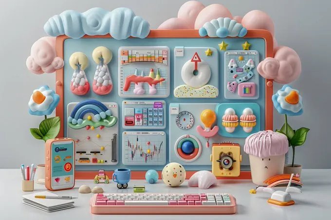 Playful 3D Pastel Workspace - Пример 2
