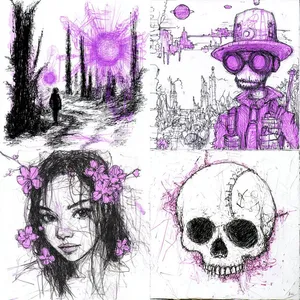 Scribble Ink Art with Purple Accents - Пример 1