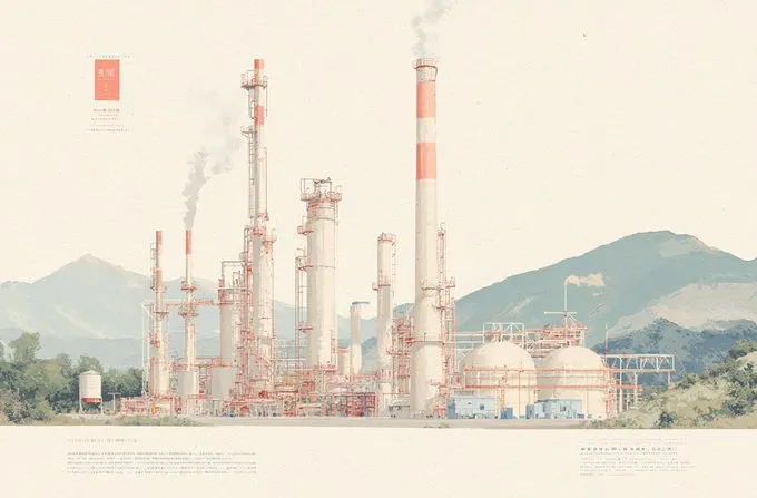 Japanese-Inspired Industrial Illustration - Пример 2