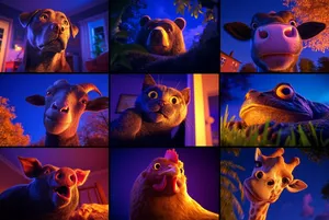 Whimsical Evening Animal Portraits - Пример 1