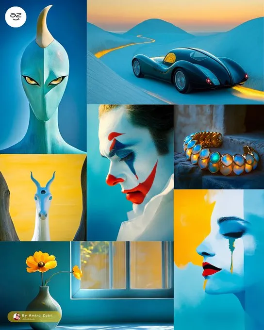 Surreal Dreamscape in Blue and Yellow - Пример 2
