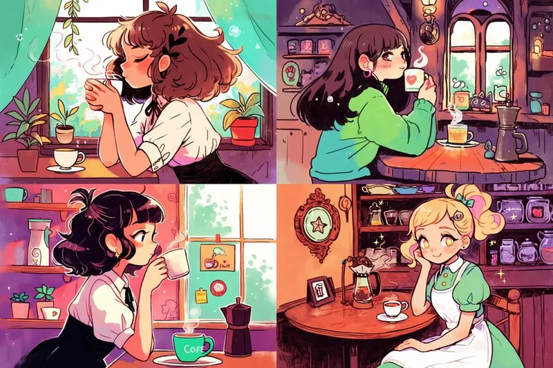 Cozy Anime Coffee Shop Vibes - Пример 2