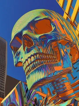 Neon Psychedelic Skull Urban - Пример 1