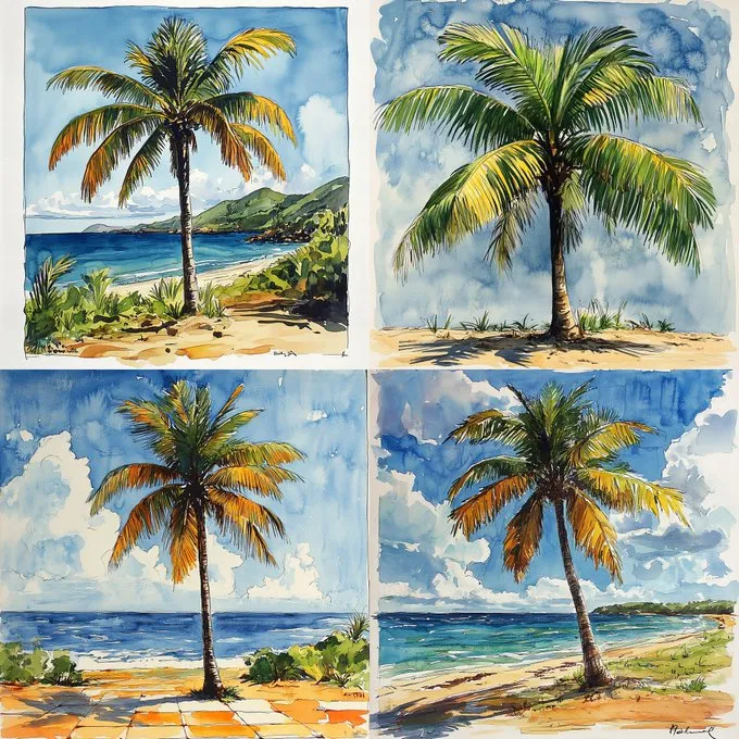 Tropical Watercolor Landscapes - Пример 1