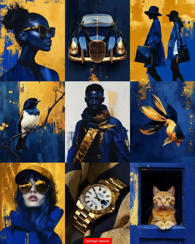 Vibrant Elegance in Blue and Gold - Пример 2