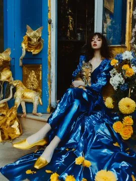 Vibrant Elegance in Blue and Gold - Пример 3