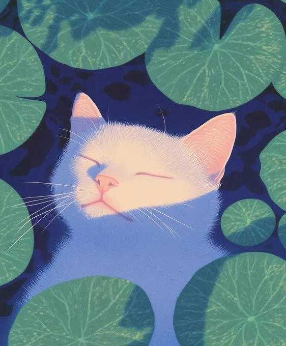 Dreamy Cat in Lush Foliage - Пример 3