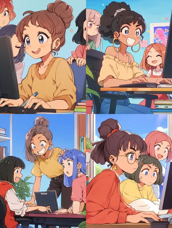Vibrant Anime Office Scene - Пример 2
