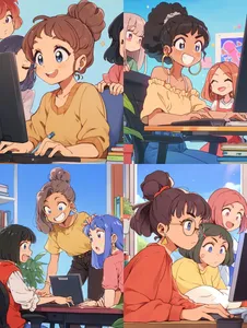 Vibrant Anime Office Scene - Пример 1