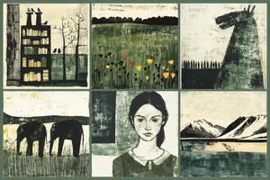 Ethereal Sketches in Green and Yellow - Пример 1