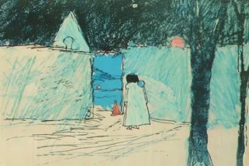 Whimsical Night Scene in Pastels - Пример 4