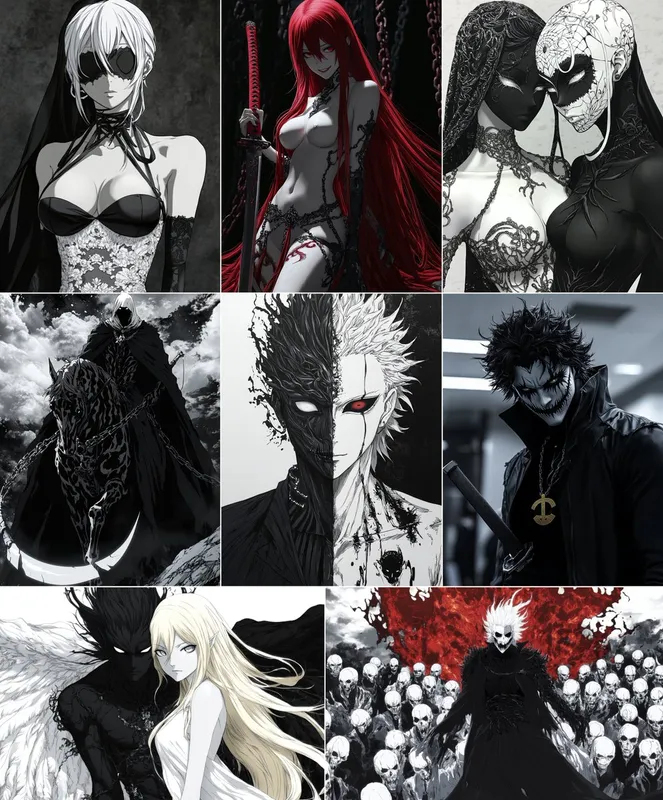 Monochrome Gothic Anime Style - Пример 2