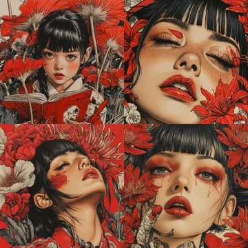 Dynamic Red Brushstroke Portraits - Пример 3