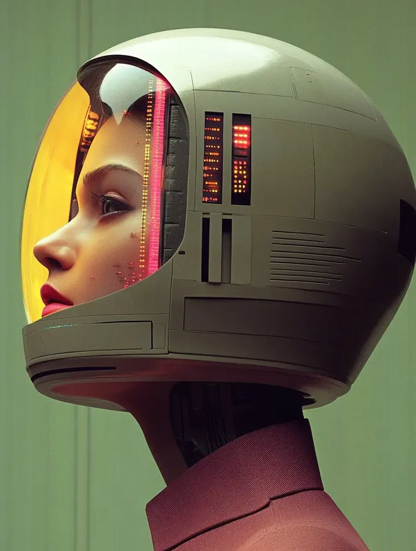 Futuristic Portrait with Retro Futurism Aesthetic - Пример 4