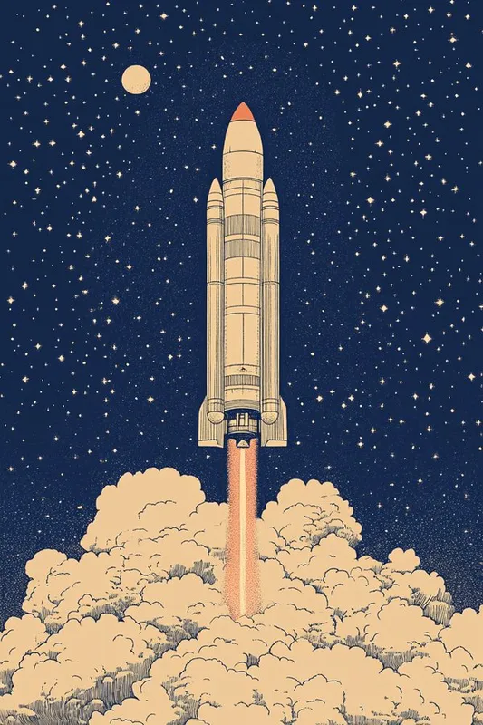 Retro Sci-Fi Rocket Launch - Пример 2