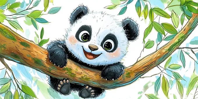 Playful Cartoon Panda in Nature - Пример 3