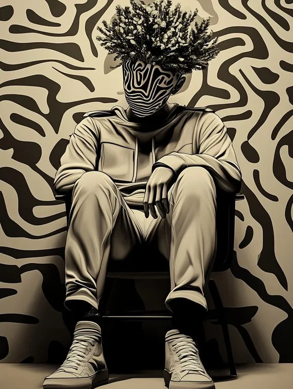 Bold Monochrome Portrait with Retro Vibes - Пример 3