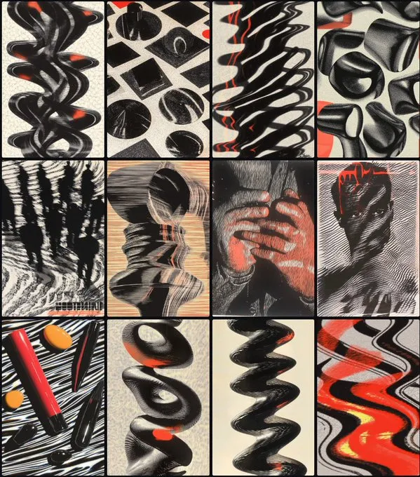 Abstract Surrealism in Monochrome and Red - Пример 2