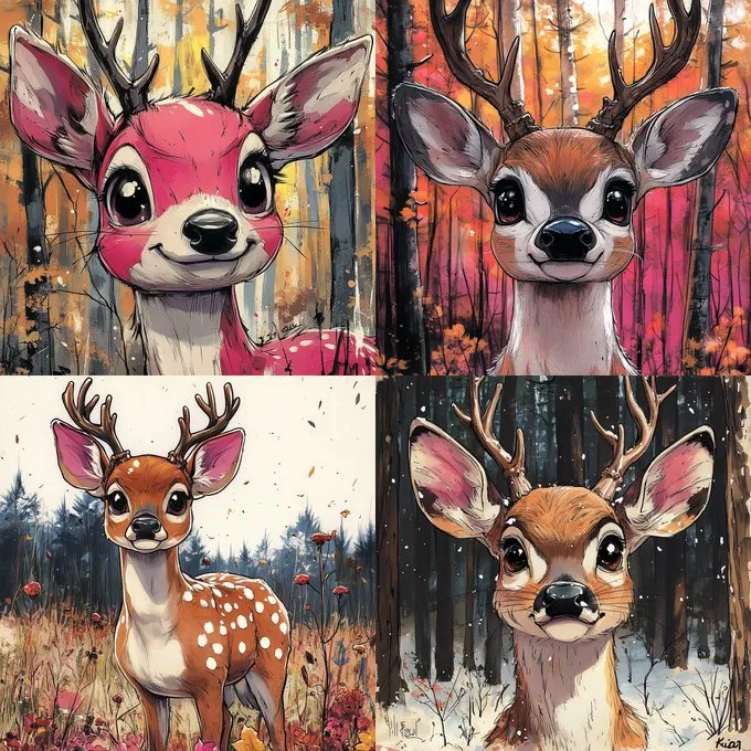Monochrome Deer Portraits - Пример 3