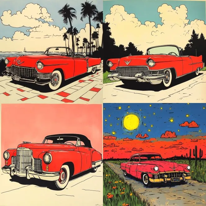 Vintage Pop Art Cadillacs - Пример 1