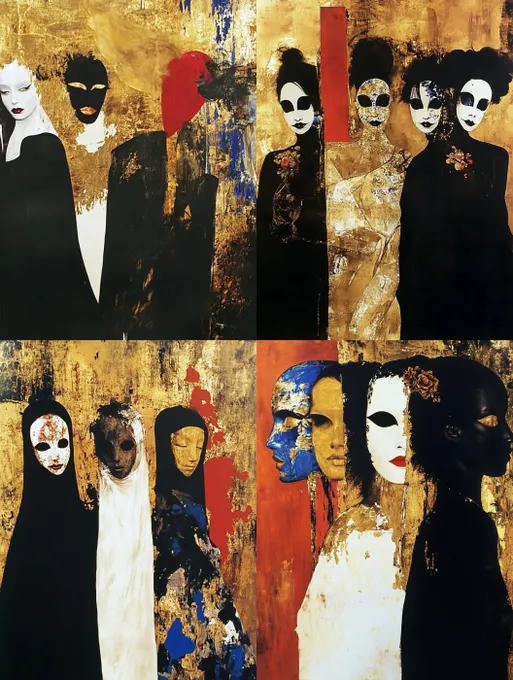 Surreal Elegance with Masked Figures - Пример 2