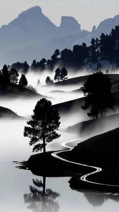 Foggy Minimalist Landscape - Пример 3